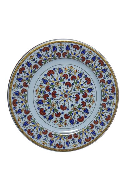 Armada Çini Armada Cini Prt 34 25 سم لوحة جيني من البورسلين المذهبة باللون الأصفر والذهبي