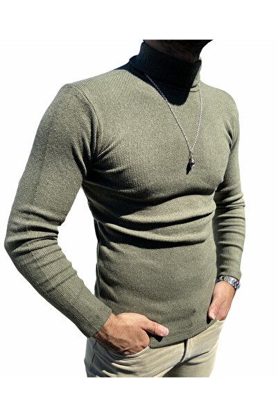 U.K.A. Men's Khaki Turtleneck Sweater
