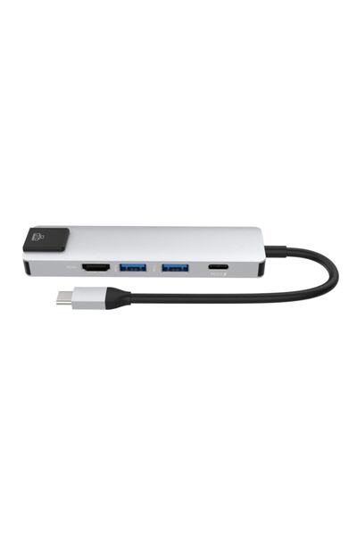 SMARTGIFT 5 Port Usb Hub 3.0 Type C To Ethernet/hdmı Dönüştürücü Çoklayıcı Çoğaltıcı (gümüş)