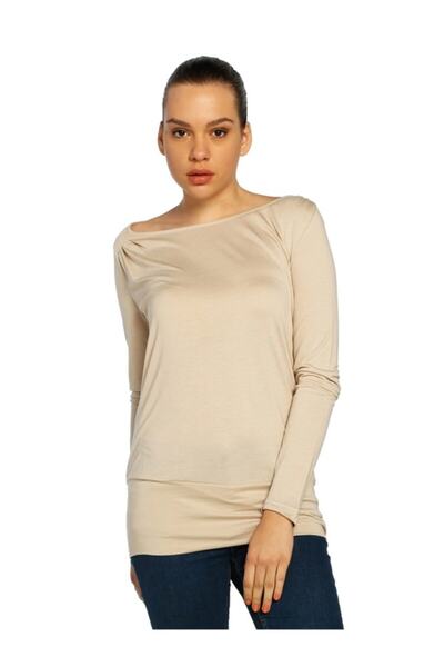 Bulalgiy Kadın Taş Geniş Yaka Bluz - Bga056359