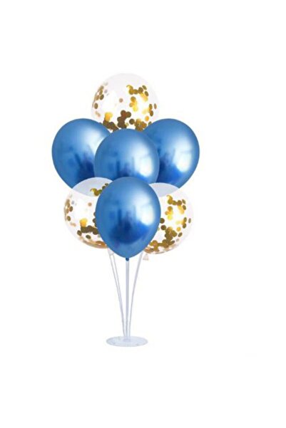 PARTİ SEPETİ Set de suporturi pentru baloane cu picioare albastre și confetti...