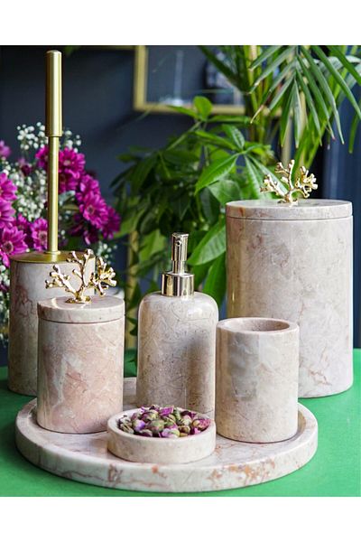mar&more Set de baie Rolin Marble 7 piese Bej