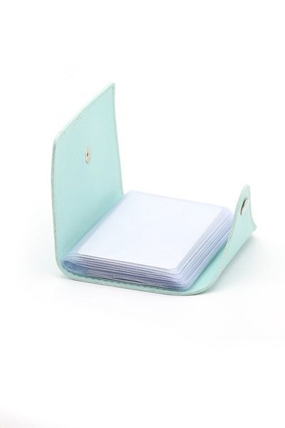 2K Credit Card Holder Water Green 10 Leaves Vertical 7.5x9.7 Cm
