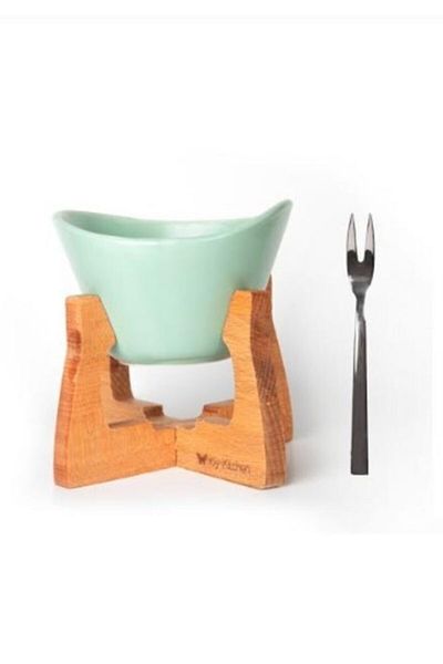 JOY KİTCHEN Fondue Set with Wooden Stand, Censer and Chocolate Melter