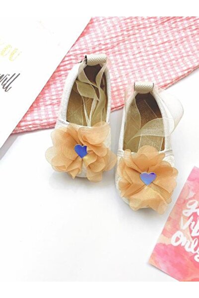 Luckylovelykids Kız Bebek Bej Çiçekli Babet