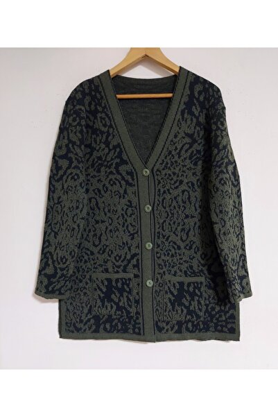 SİNAY TRİKO Women's Leopard Patterned Knitwear Cardigan