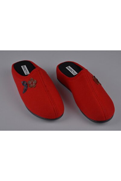 Nancy Esa Rahat Kışlık Kırmızı Şık Kadın El Yapımı Ev Terliği