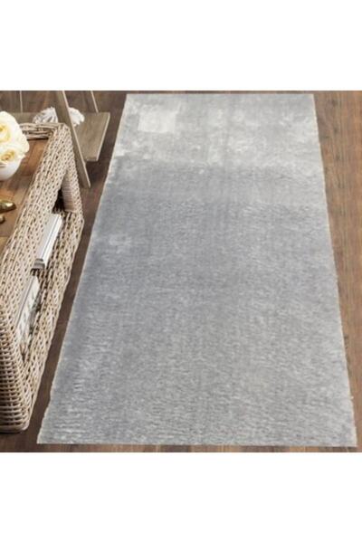 Sarar Açık Gri Kaymaz Taban Peluş Halı Yolluk