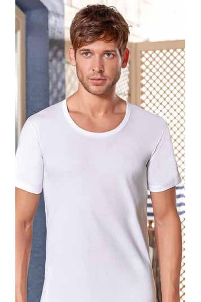 Berrak Men's White Open Collar 3-Piece Undershirt