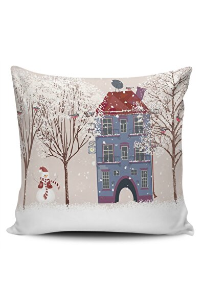 Alkan Homes Winter Themed Snowman Digital Printed Throw Pillow Cover