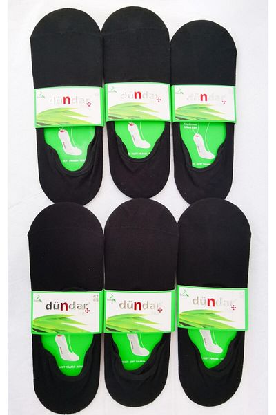 Dündar 6-Piece Men's Black Plus Bamboo Ballerina Socks