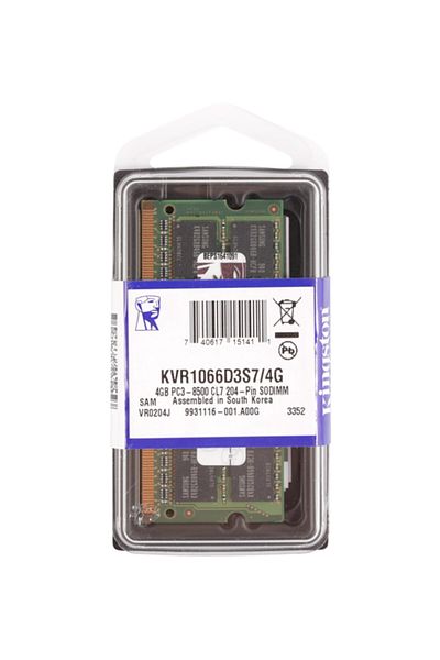 Kingston 4 جيجا بايت Ddr3 1066 ميجا هرتز 1.5 فولت ذاكرة الوصول العشوائي للكمبيوتر المحمول Kvr1066d3s7/4g