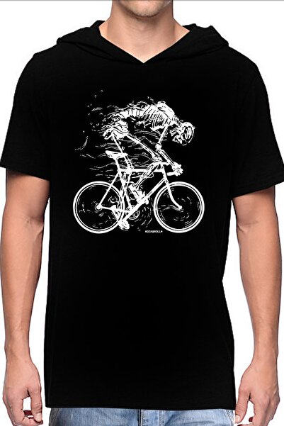 ROCKANDROLL Muška crna Faster Sa kapuljačom majica kratkih rukava T-shirt