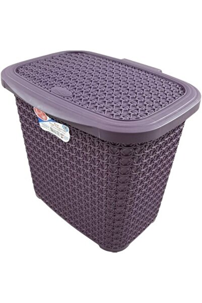 Genel Markalar Mor örgü desenli 10 litrelik şık deterjan kutusu