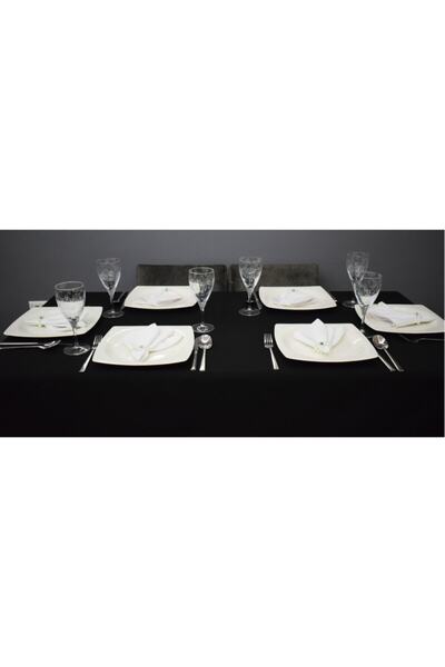 paris in paris Set fețe de masă (170X220) și 6 bucăți din țesătură albă 33x33 cm cu inele de perle (DERTSFREE FABRIC)