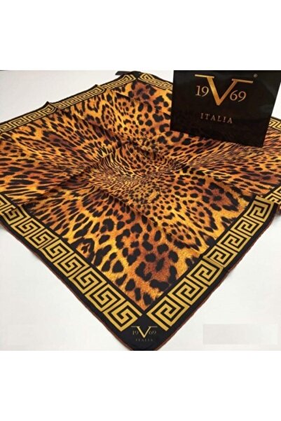 19V69 ITALIA Μαύρο χρυσό κασκόλ Μαύρο με σειρά 90x90 εκ. Κρεμάστρα κασκόλ και...