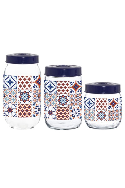 krommet Herevin Mosaic Printed Glass Kitchen Set - 3 Size Jars