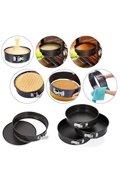 Duffa 3'lü Kelepçeli Yapışmaz Kek Kalıbı Seti Cheesecake Kalıbı San Sebastian Kalıbı