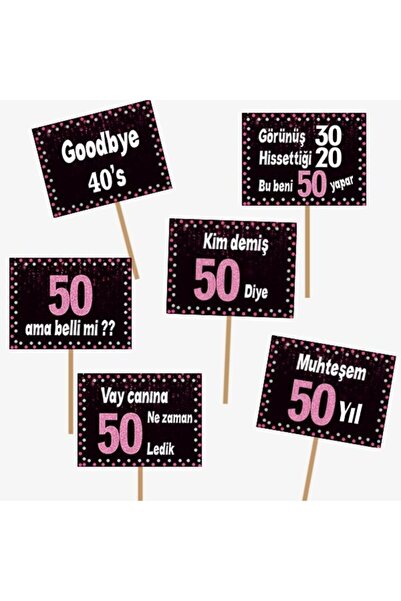 Partioutlet 50 Yaş Fuşya Konuşma Balonu 6 Adet