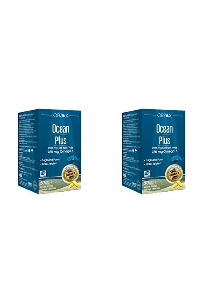 Orzax Plus 1200 Mg Omega 3 Saf Balık Yağı 50 Kapsül 2'li  Paket SKT: 04/2023