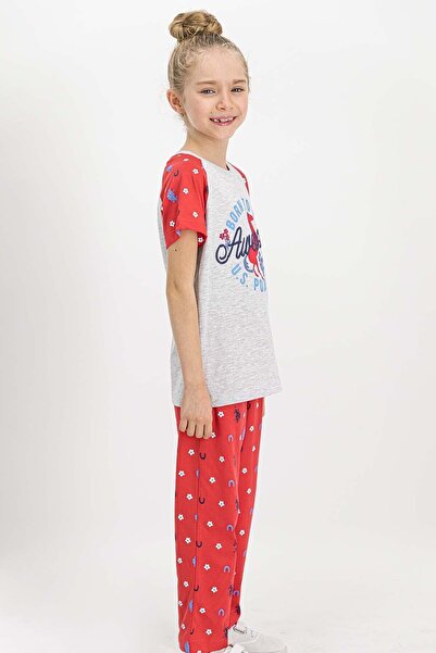 U.S. Polo Assn. Short Sleeve Girl's Pajama Set Cream