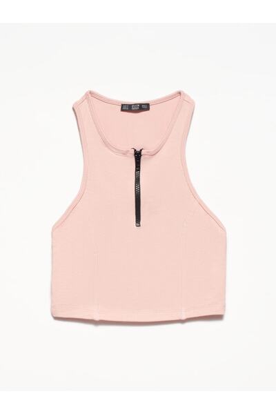 Dilvin Kadın Pembe Fermuarlı Crop Atlet 3742