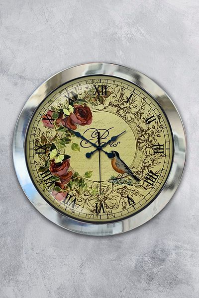 Kasva Concept Gift 36 cm Chrome Metal Paris Wall Clock