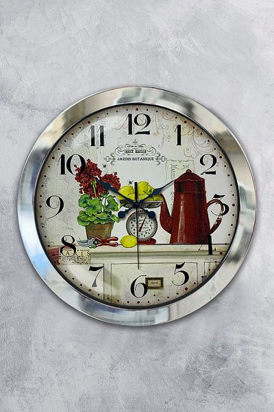 Kasva Concept Gift 36 cm Chrome Metal Kitchen Wall Clock