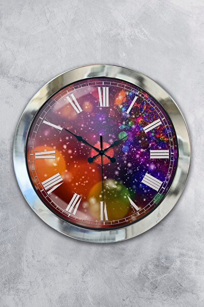 Platin Saat هدية ساعة حائط إبداعية من معدن الكروم مقاس 36 سم