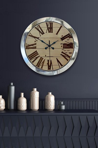 Kasva Concept Gift 36 cm Chrome Metal Design Wall Clock
