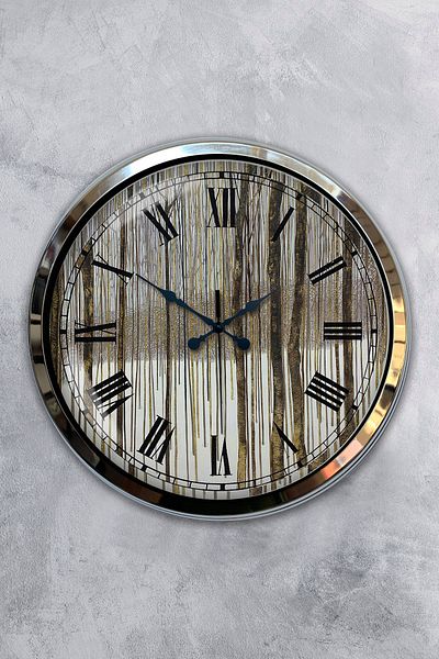 Kasva Concept 40 cm Chrome Metal Roman Numeral Wall Clock