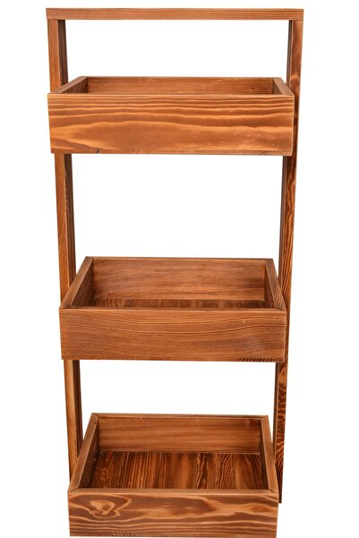 Wooden City Çok Amaçlı Ahşap Sepet Banyo Organizer Mutfak Düzenleyici Çiçeklik Retro Çam Antik