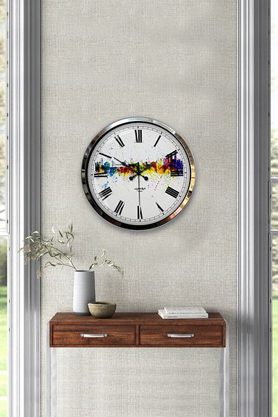Kasva Concept Ρολόι τοίχου με θέμα το Istanbul 40 cm Chrome Metal