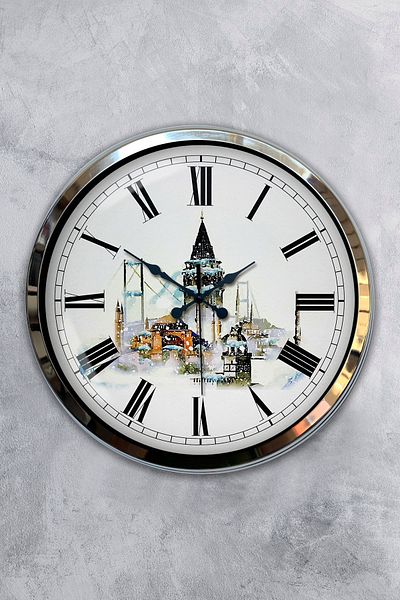 Kasva Concept 40 cm Chrome Metal Maiden's Tower Wall Clock