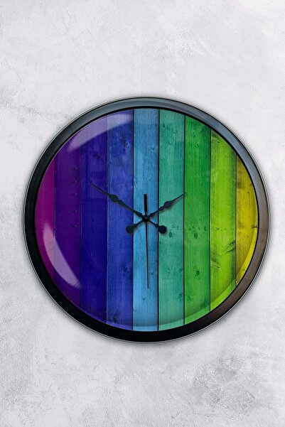 AİB STORE Δώρο 40 εκ. Μαύρο Μεταλλικό Ρολόι Τοίχου Rainbow