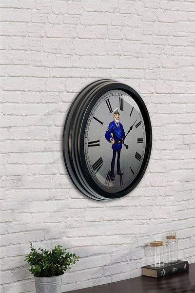 Kasva Concept Gift 40 cm Black Metal Ship Captain Wall Clock