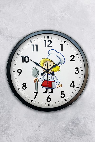 Kasva Concept Gift 40 cm Black Metal Cook Kitchen Wall Clock