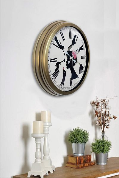Kasva Concept Gift 40 cm Antique Metal Hairdresser Wall Clock