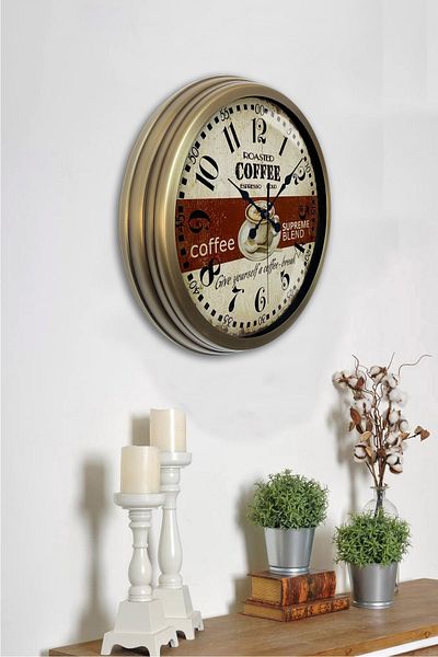Kasva Concept Gift 40 cm Antique Metal Espresso Wall Clock