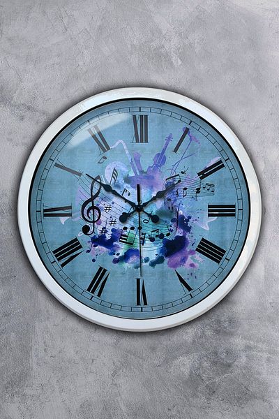 Kasva Concept Gift 40 cm White Metal Music Wall Clock