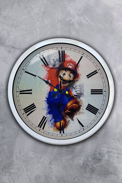 Kasva Concept Gift 40 cm White Metal Mario Wall Clock