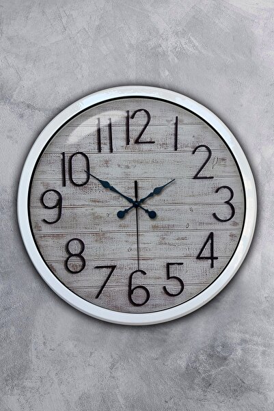 Platin Saat ساعة حائط كلاسيكية بأرقام معدنية بيضاء مقاس 40 سم