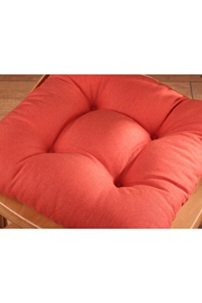 ALTINPAMUK Gold Kiremit Pofidik Sandalye Minderi Özel Dikişli Bağcıklı 40x40cm