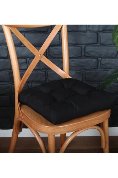 ALTINPAMUK 4-Piece Gold Black Pofidik Chair Cushion Special Stitched Lace up 40X40Cm
