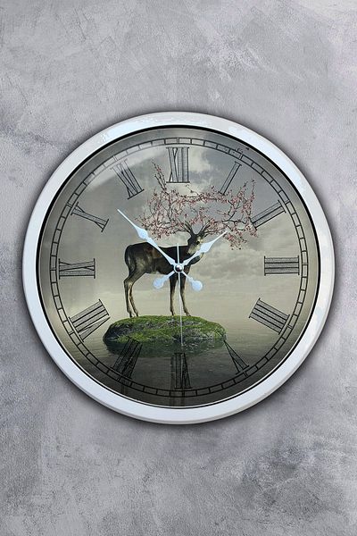 Kasva Concept 40 cm White Metal Natural Life Wall Clock