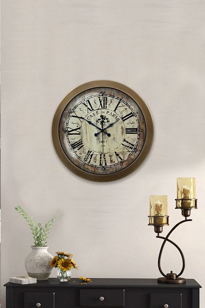 Kasva Concept Antique Metal Cafe De Paris Wall Clock