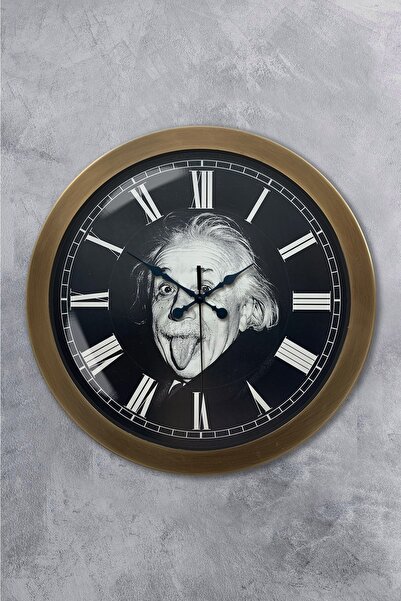 Platin Saat ساعة حائط ألبرت أينشتاين معدنية عتيقة 36 سم