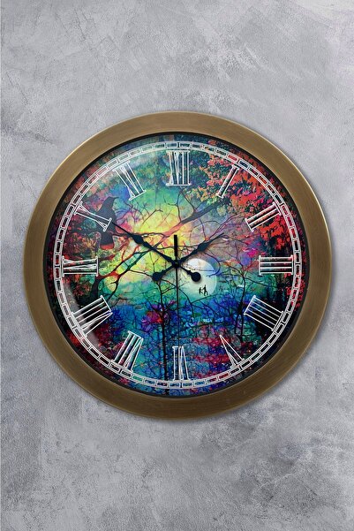 Platin Saat 36 cm Antique Metal Pattern Wall Clock