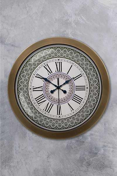 Kasva Concept Αντίκα Μεταλλικό Ρωμαϊκό Αριθμητικό Ρολόι Τοίχου 36 cm