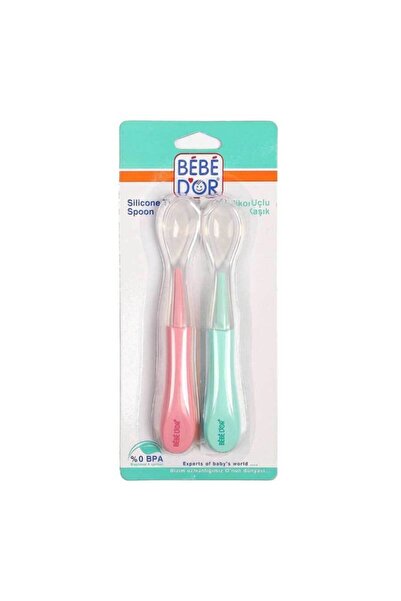 Bebedor 8554 2'li Silikon Uçlu Kaşık - Pembe+yeşil